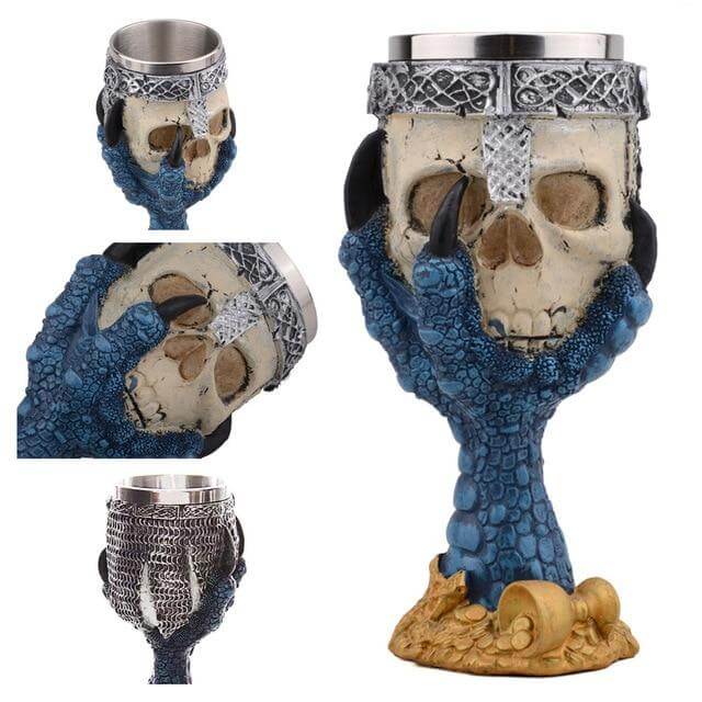 Stainless Steel Skull Gothic Goblet Cocktail Glass - Image 9