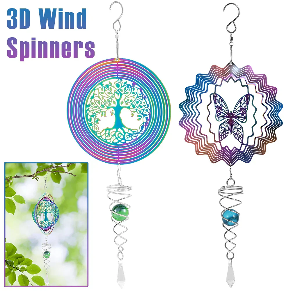 Stainless Steel Spiral Tail Outdoor 3D Wind Spinners - Image 2