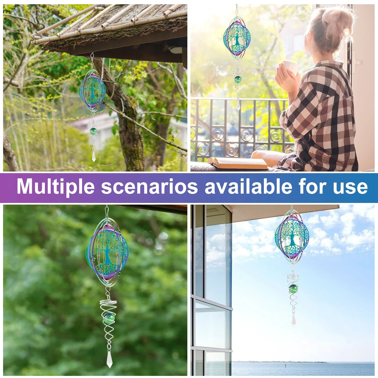 Stainless Steel Spiral Tail Outdoor 3D Wind Spinners - Image 6
