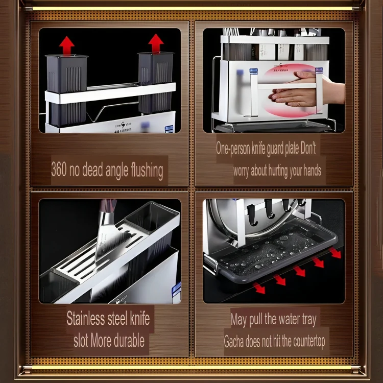 Stainless Steel Wall Mounted Knife Organizer Rack - Image 3