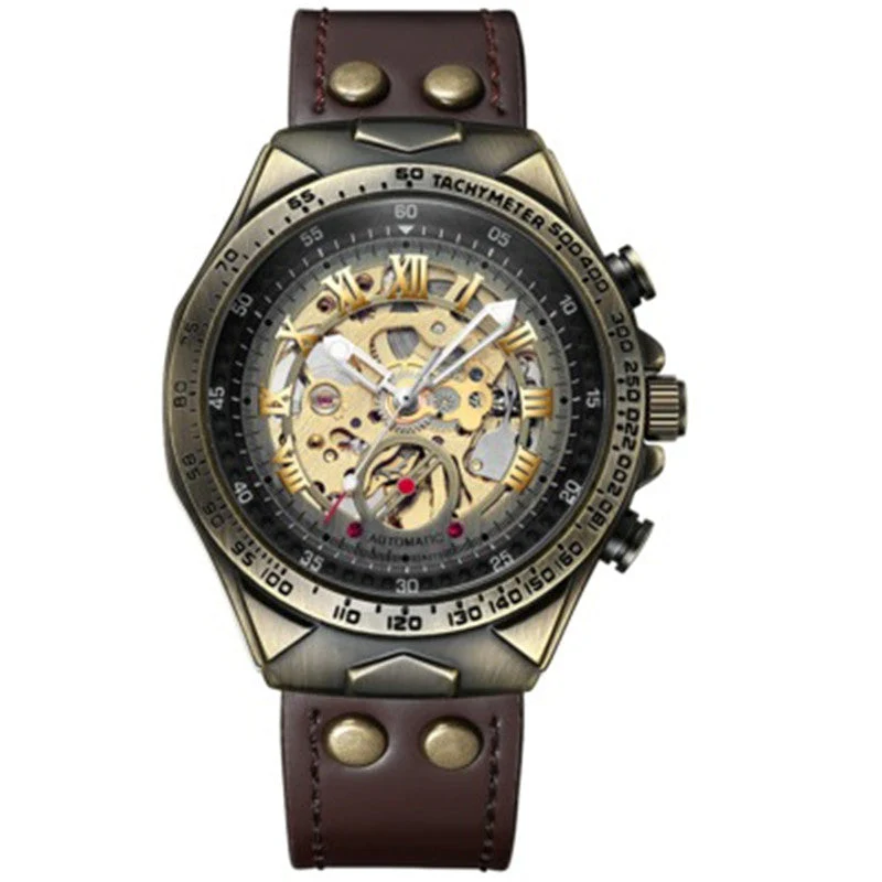 Steampunk Mechanical Retro Leather Men Watches - Image 5