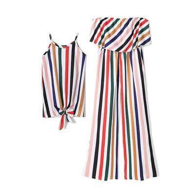 Strapless Rainbow Striped Mom-Daughter Matching Clothes - Image 4