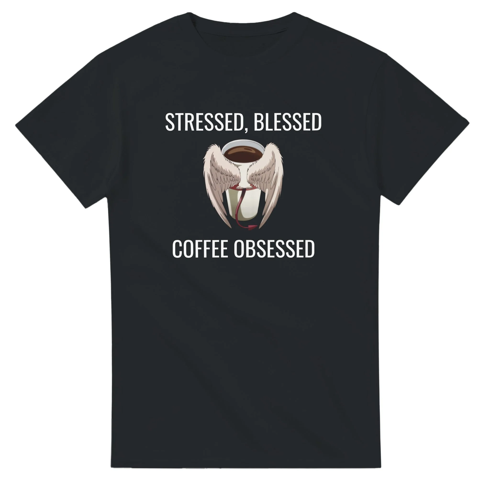 Stressed Blessed & Coffee Obsessed Cotton T-Shirt - Image 2