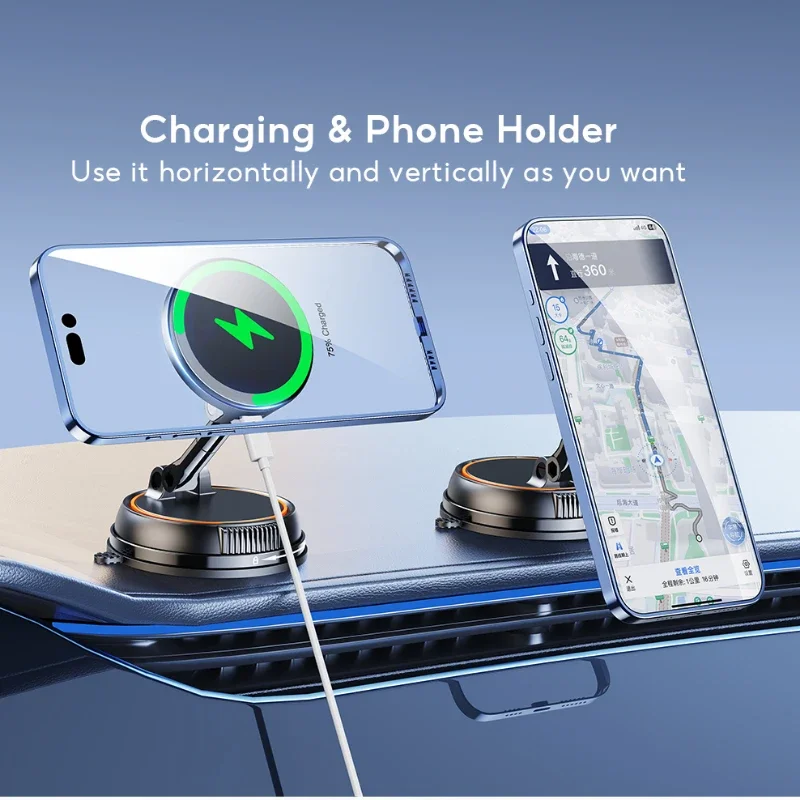 Strong Suction Wireless Car Magnetic Charging Phone Holder - Image 2