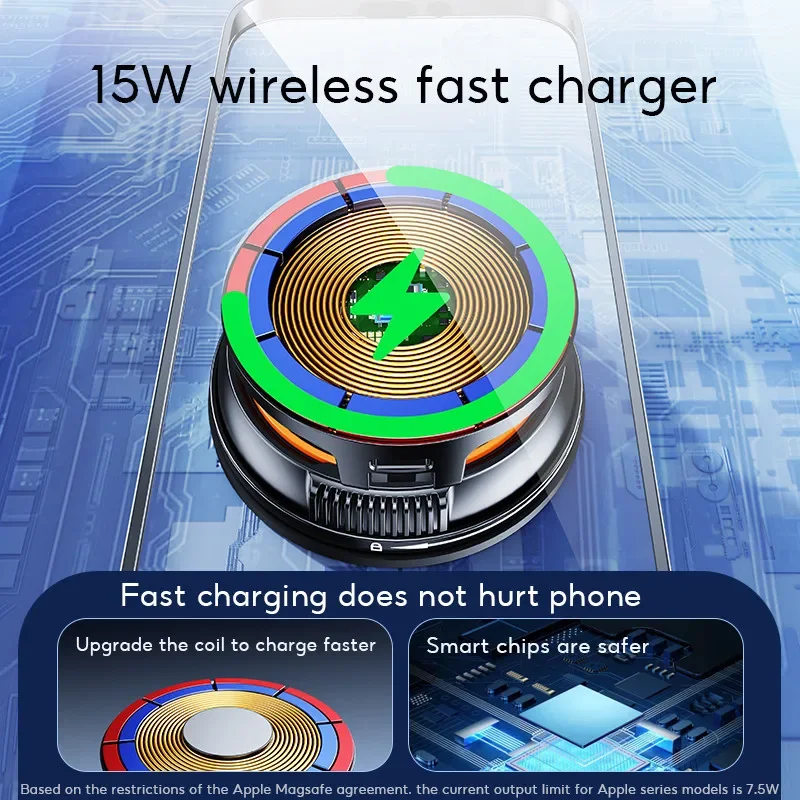 Strong Suction Wireless Car Magnetic Charging Phone Holder - Image 3