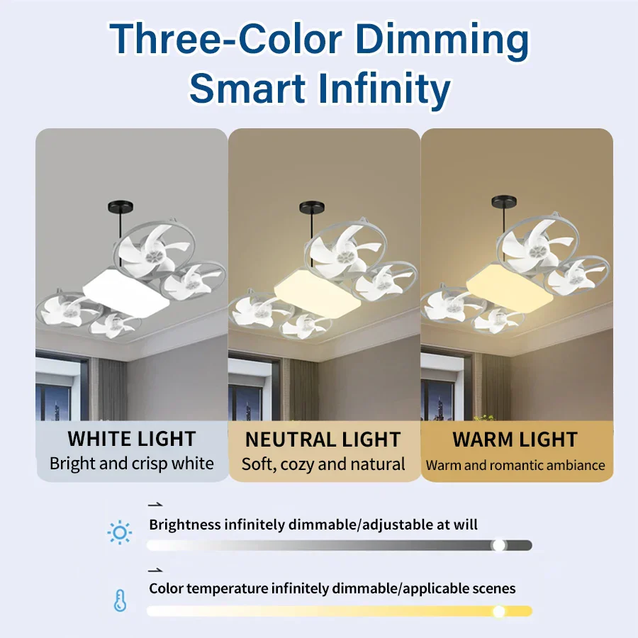 Summer Cool Multi-Propeller Modern LED Ceiling Fan - Image 3