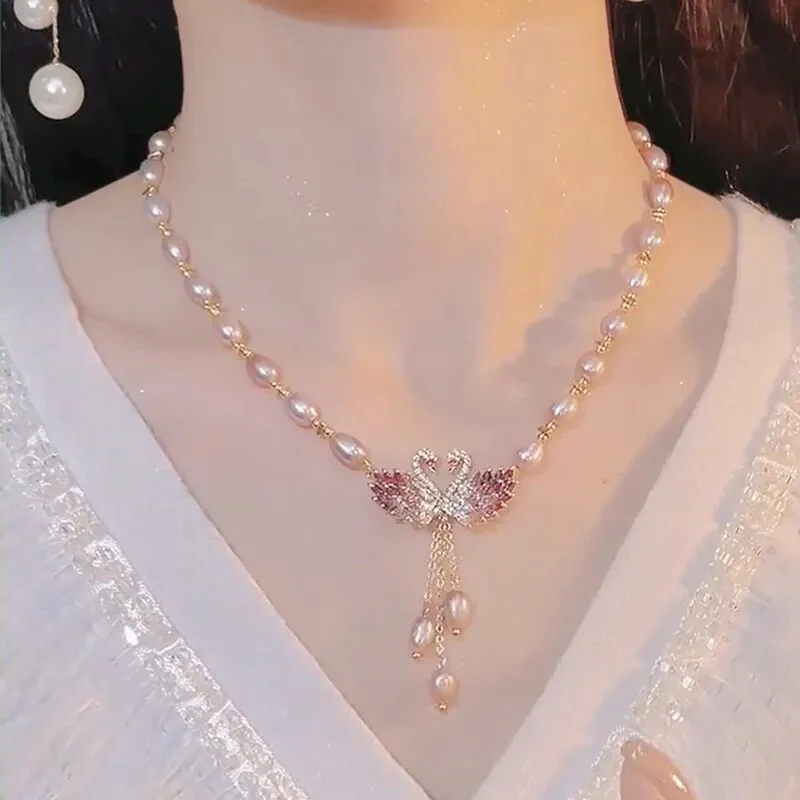 Swan Love Charming Pendant Necklace - Image 2
