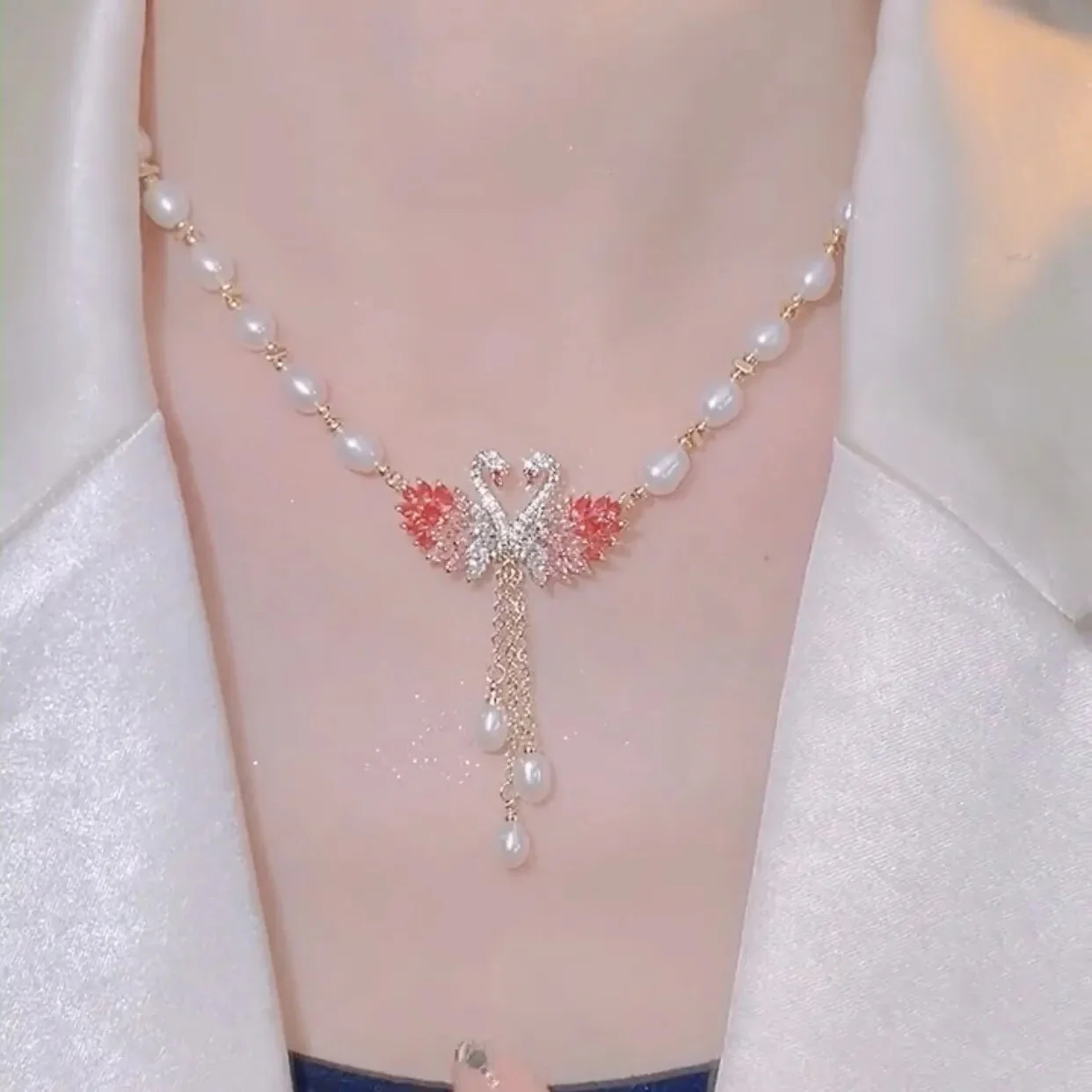 Swan Love Charming Pendant Necklace - Image 6