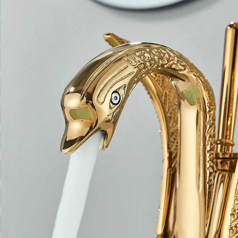 Swan Single Handle Golden Basin Faucet - Image 3