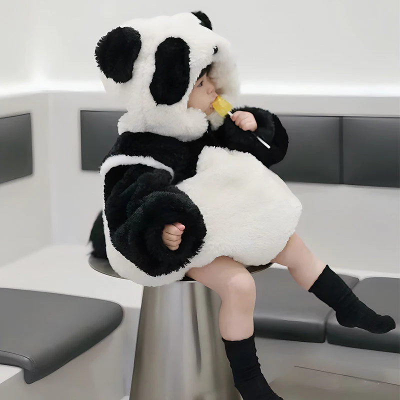 Sweet Panda Plush Kids Hooded Onesie - Image 2