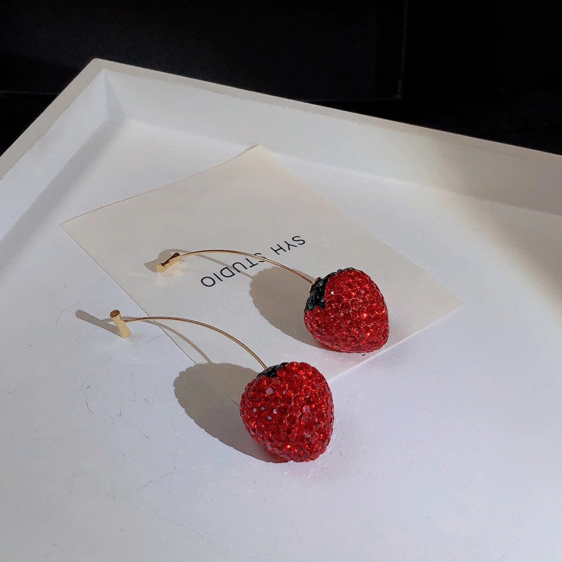 Sweet Strawberry Zircon Earrings - Image 2