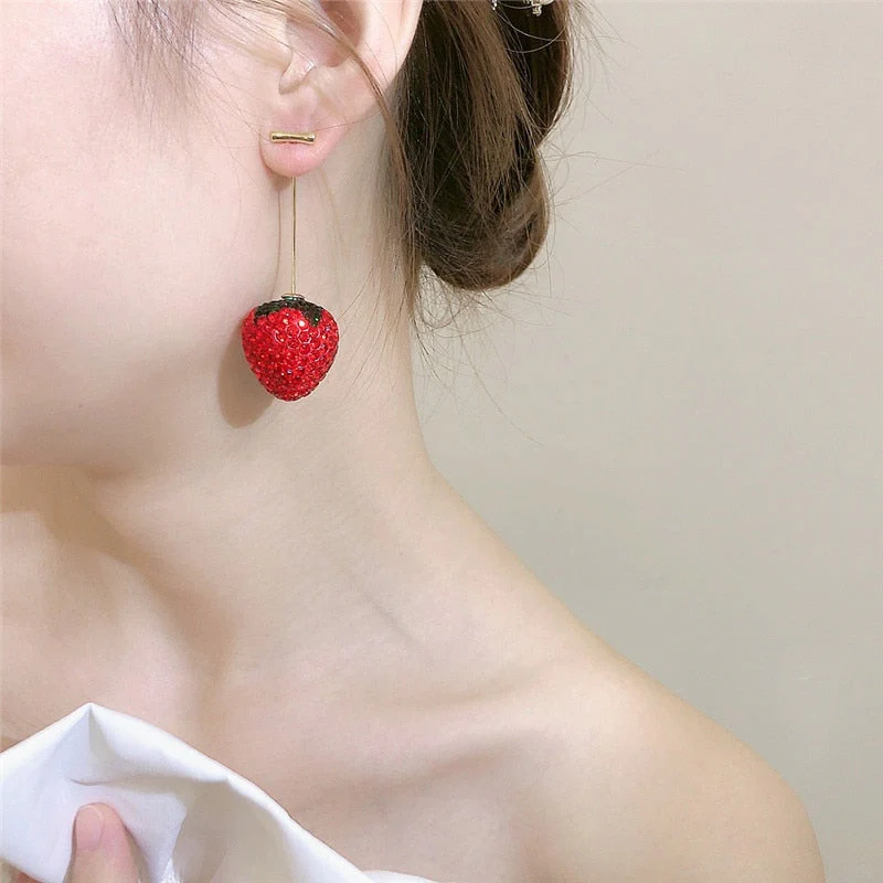 Sweet Strawberry Zircon Earrings - Image 3