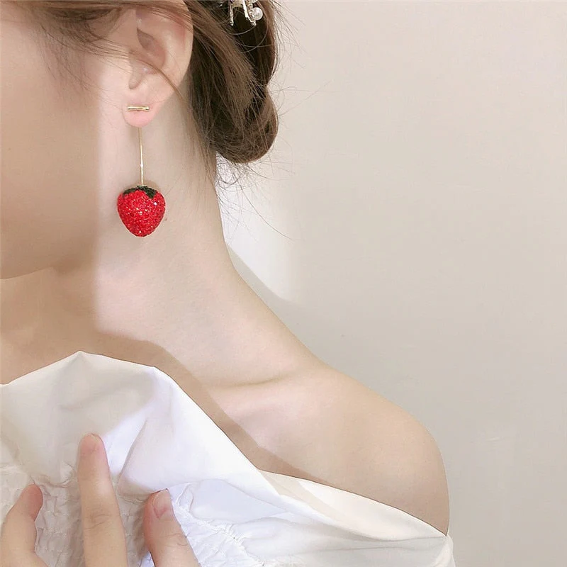Sweet Strawberry Zircon Earrings - Image 5
