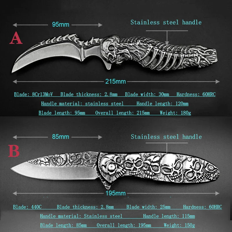 Tactical Nigh Skull Foldable Pocket Knife - Image 5