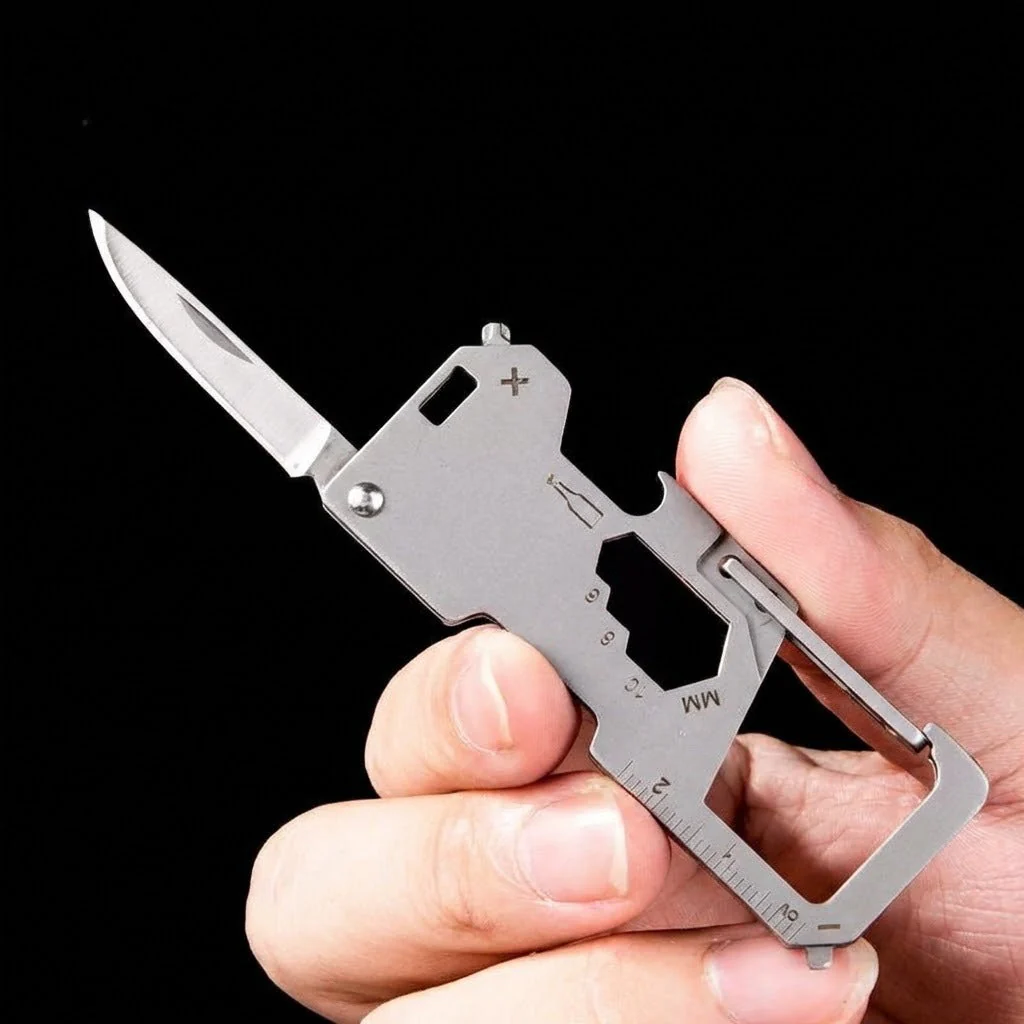 Tactical Steel EDC Folding Keychain Multi-Tool - Image 2