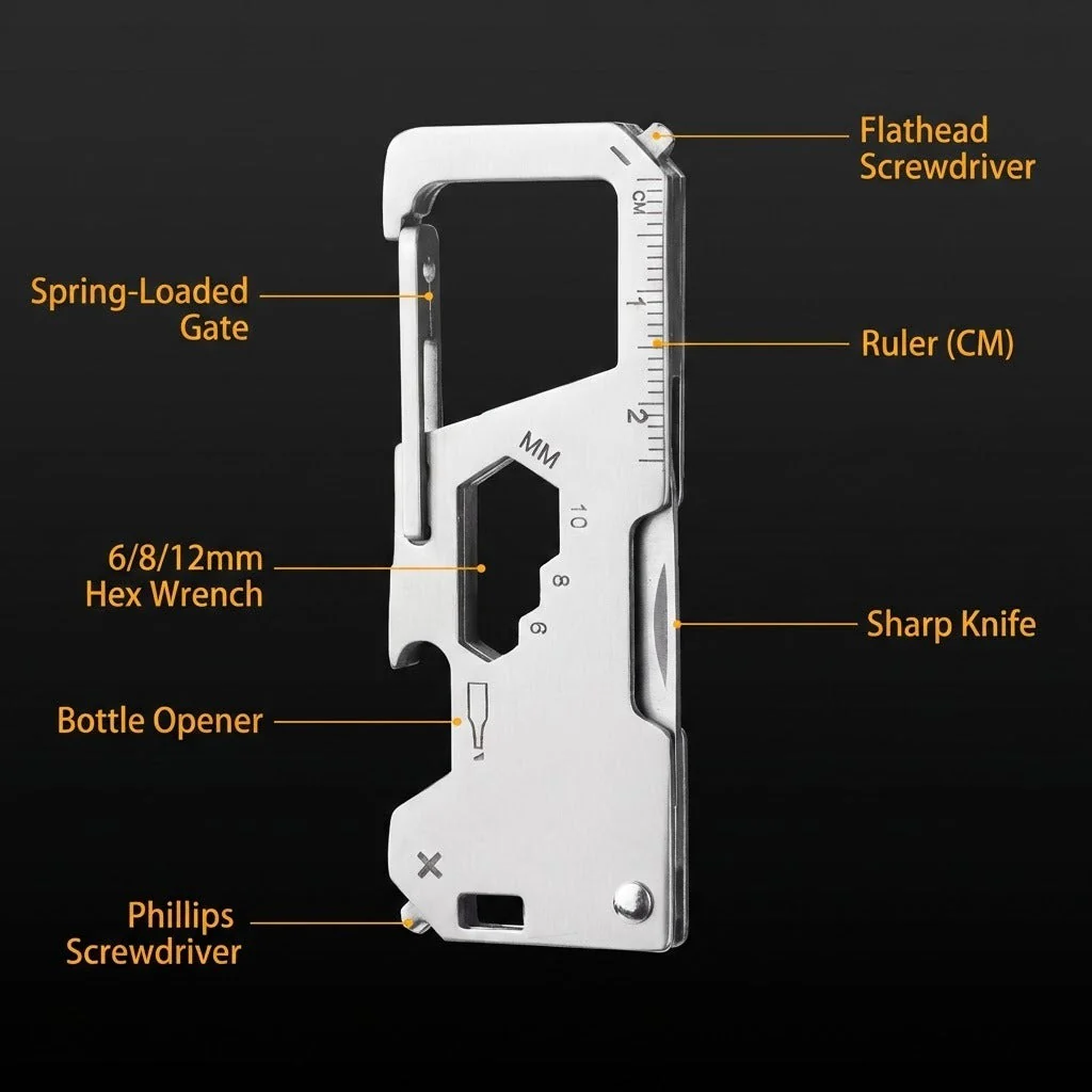Tactical Steel EDC Folding Keychain Multi-Tool - Image 4
