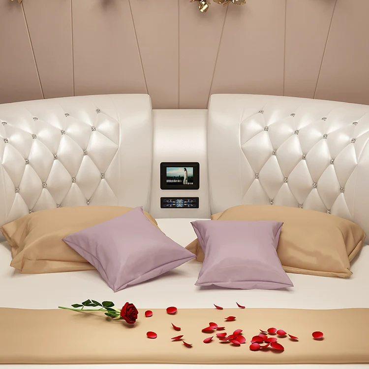 Techy Smart Large Round Leather Bed - Image 5