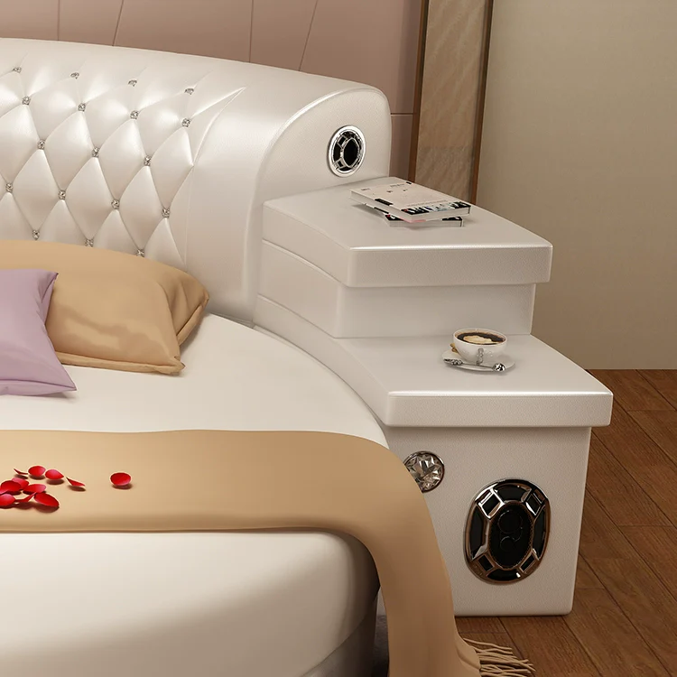 Techy Smart Large Round Leather Bed - Image 6