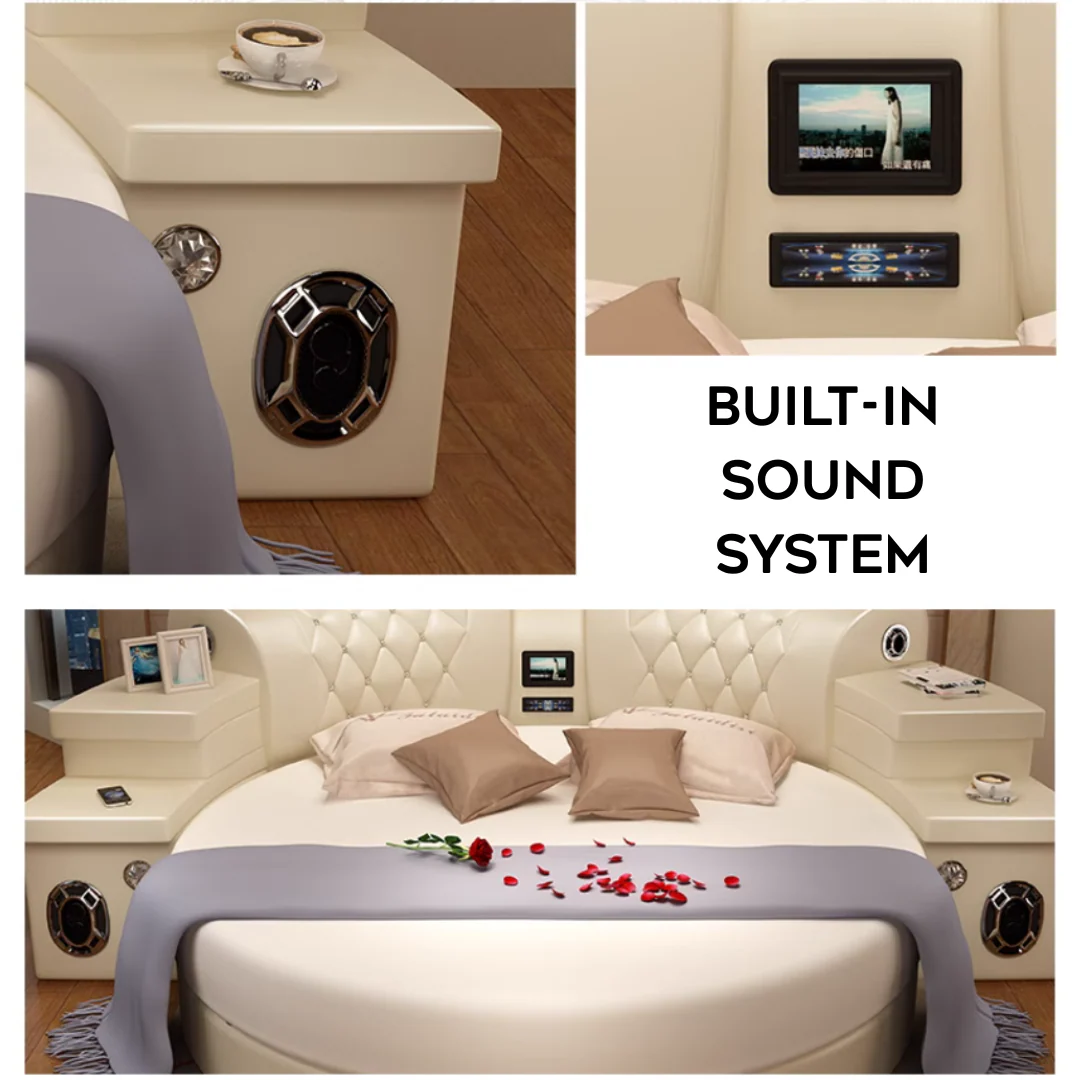 Techy Smart Large Round Leather Bed - Image 7