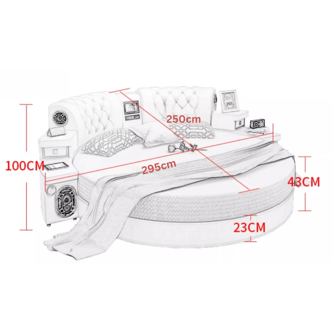 Techy Smart Large Round Leather Bed - Image 8