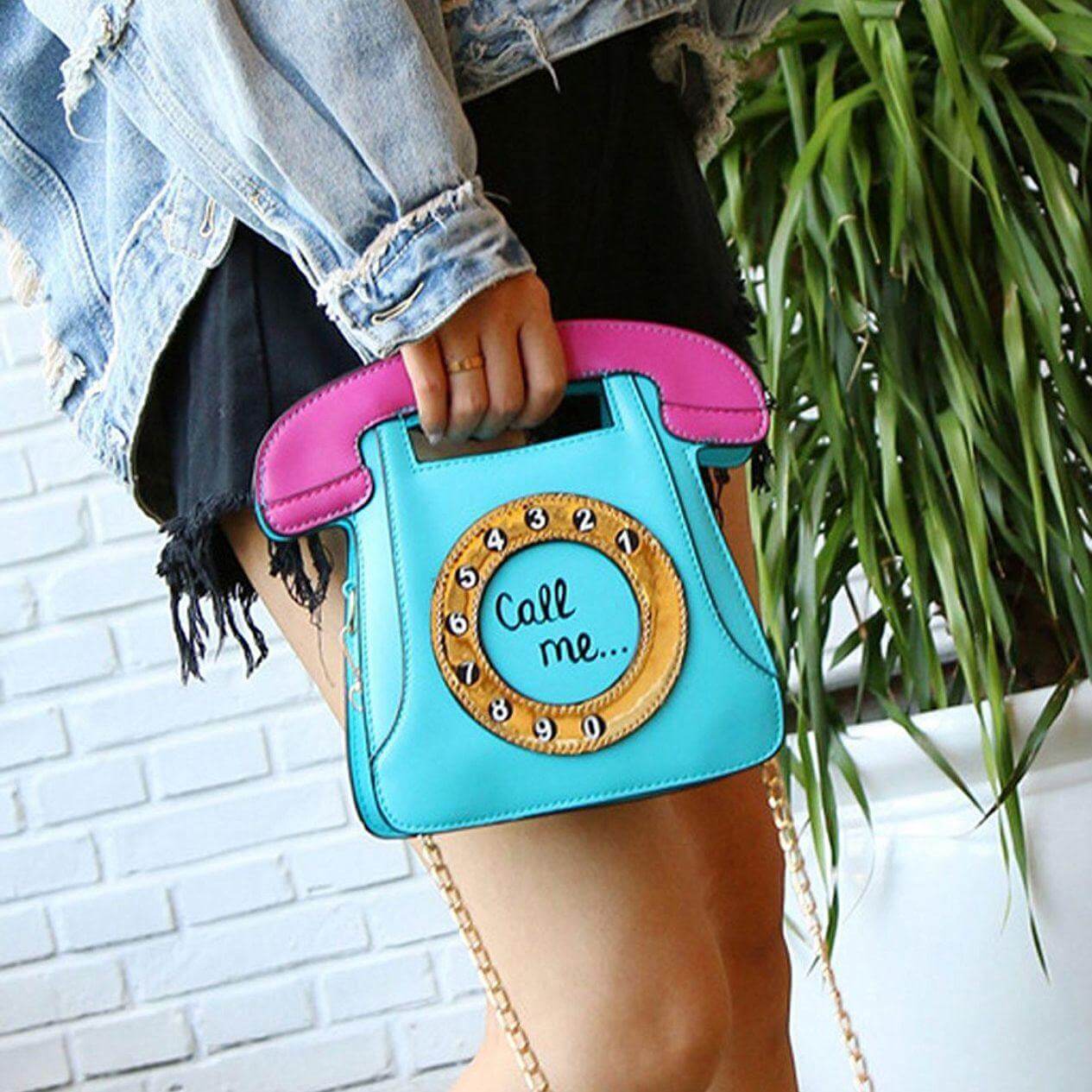 Telephone Shaped Women Retro Crossbody Handbag - Image 3