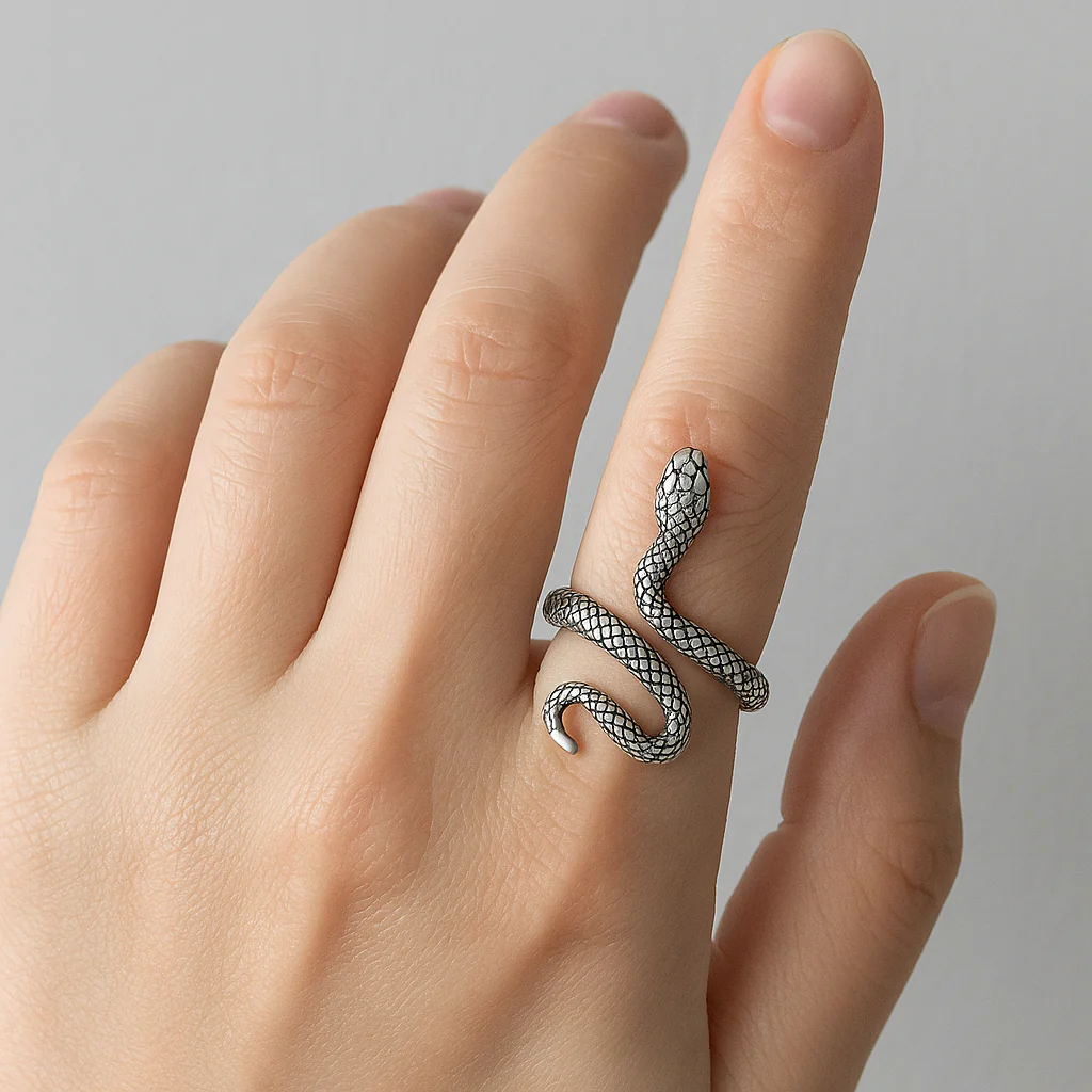 Textured Snake Steel Ring - Image 3