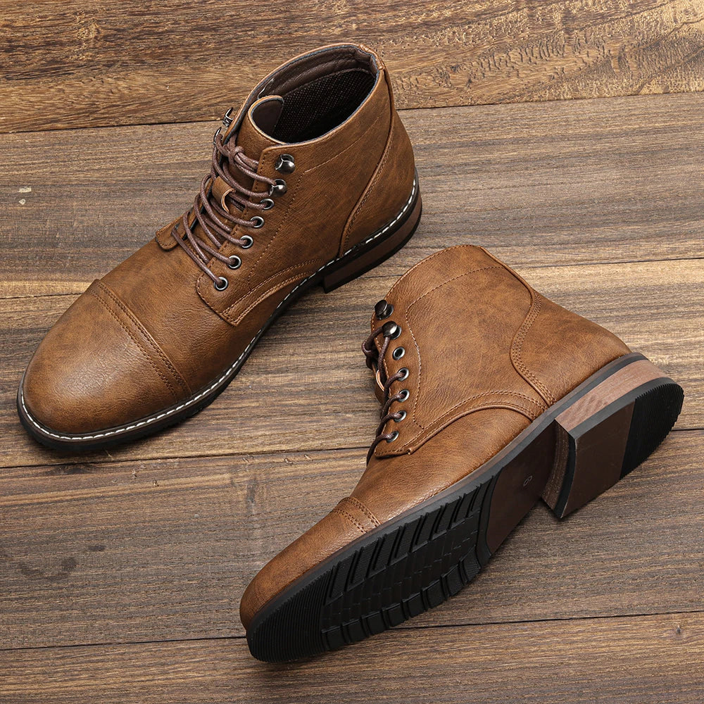 Timeless Vintage Leather Lace-Up Everyday Casual Boots - Image 2