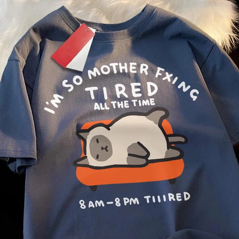 Tired Cat Humor T-Shirt - Image 10