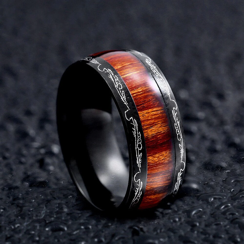 Titanium Stainless High Polished Red Woodiness Rings - Image 2