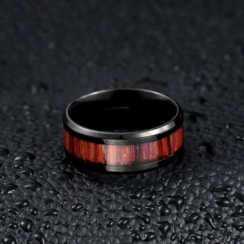 Titanium Stainless High Polished Red Woodiness Rings - Image 3