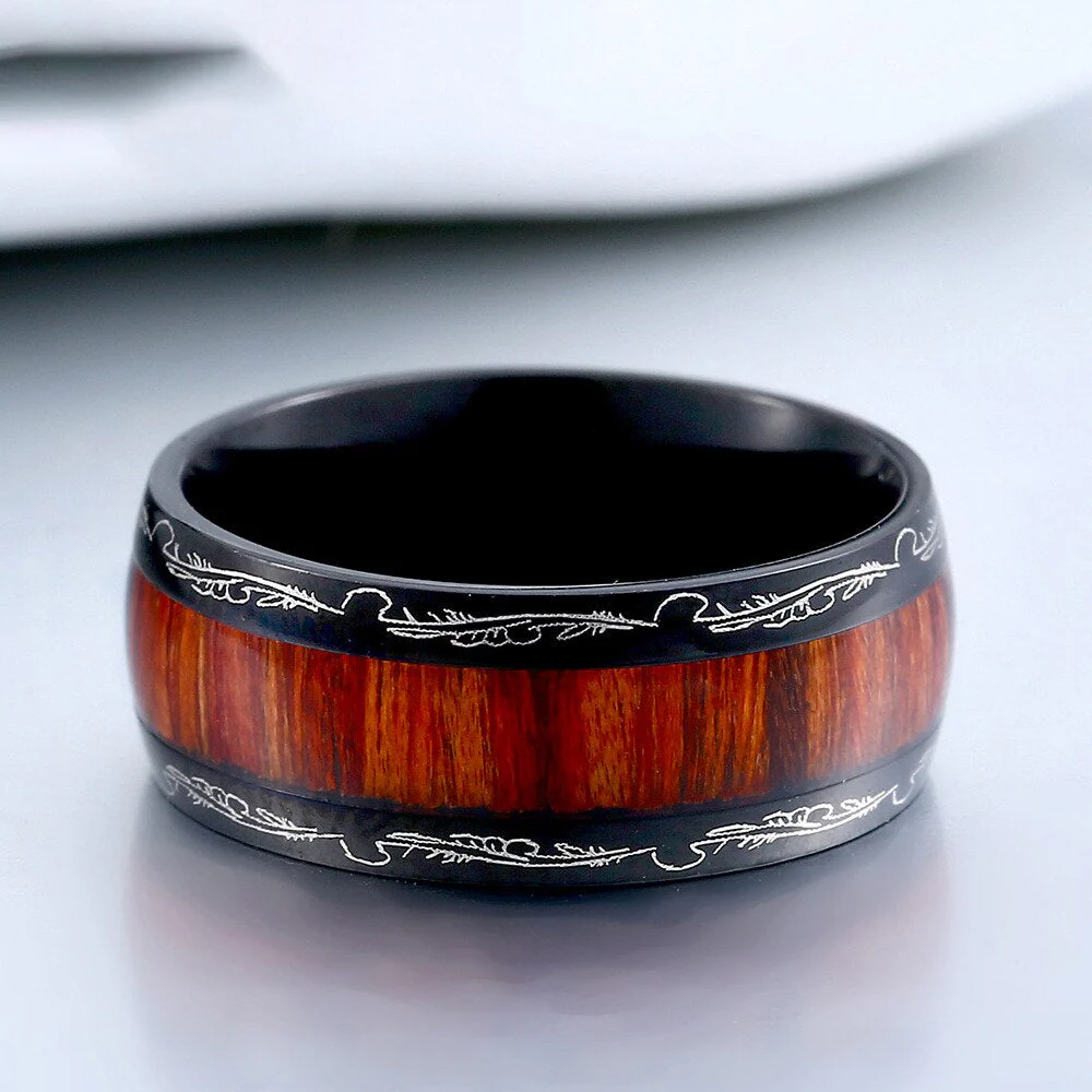 Titanium Stainless High Polished Red Woodiness Rings - Image 4