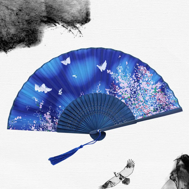 Traditional Japanese Style Floral Hand Fan - Image 10