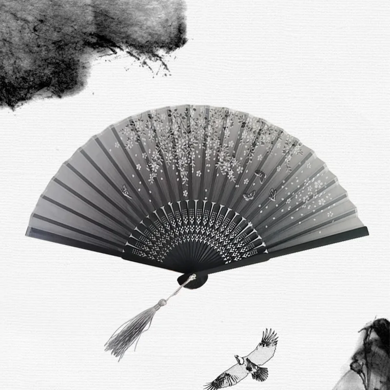 Traditional Japanese Style Floral Hand Fan - Image 11