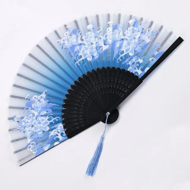 Traditional Japanese Style Floral Hand Fan - Image 13
