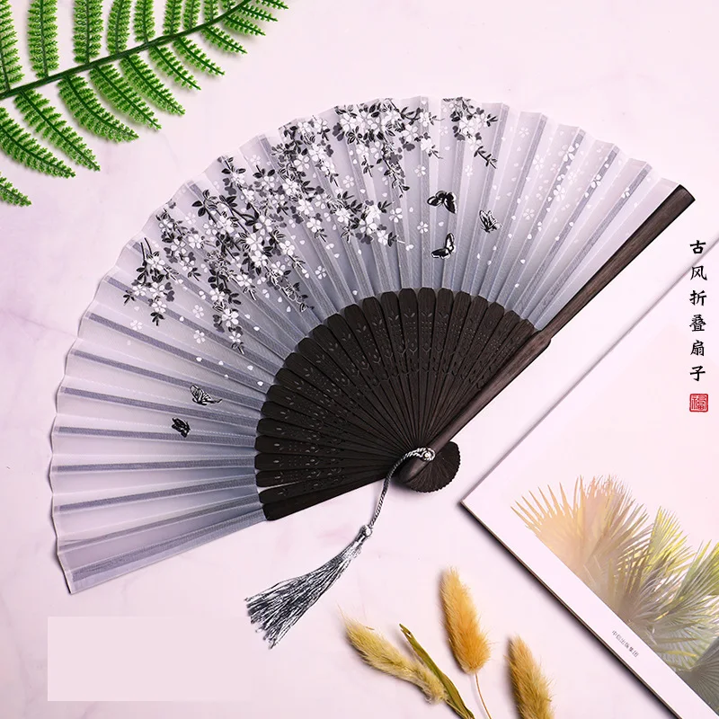 Traditional Japanese Style Floral Hand Fan - Image 15