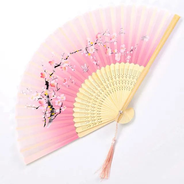 Traditional Japanese Style Floral Hand Fan - Image 5