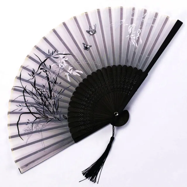 Traditional Japanese Style Floral Hand Fan - Image 6