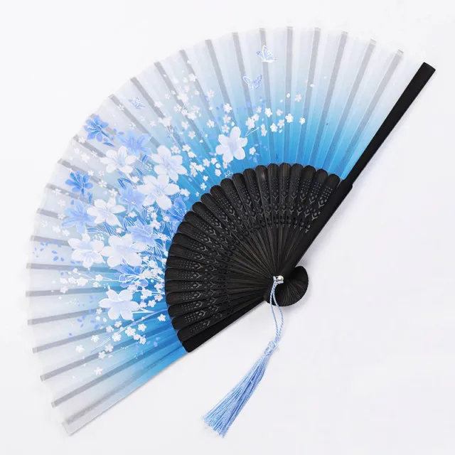 Traditional Japanese Style Floral Hand Fan - Image 7