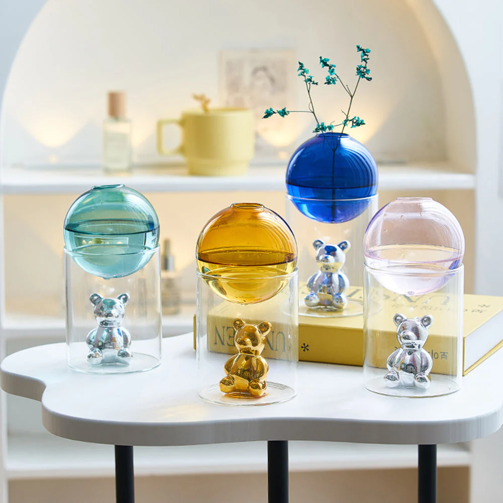Transparent Double Glass Terrarium Art Vase - Image 5
