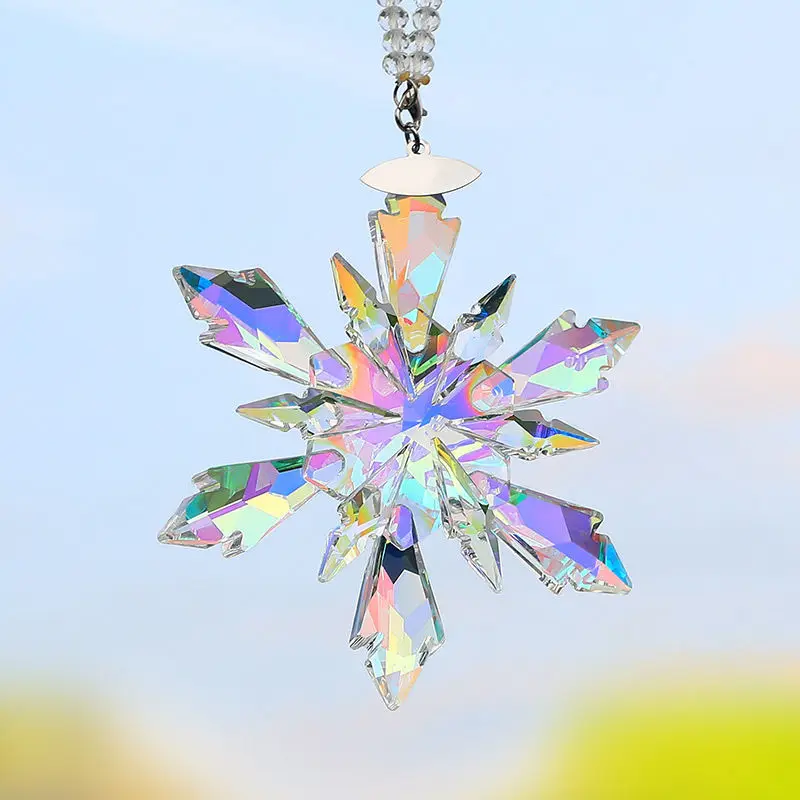 Transparent Snowflake Rainbow Car Pendant Decor - Image 2