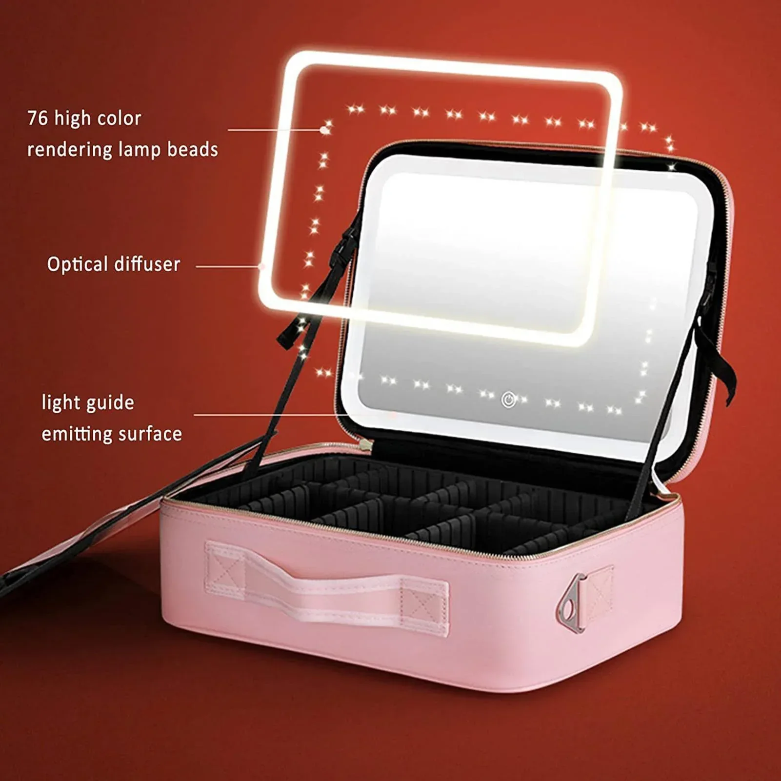 Travel Cosmetic Case LED Mirror Makeup Bag - Image 3