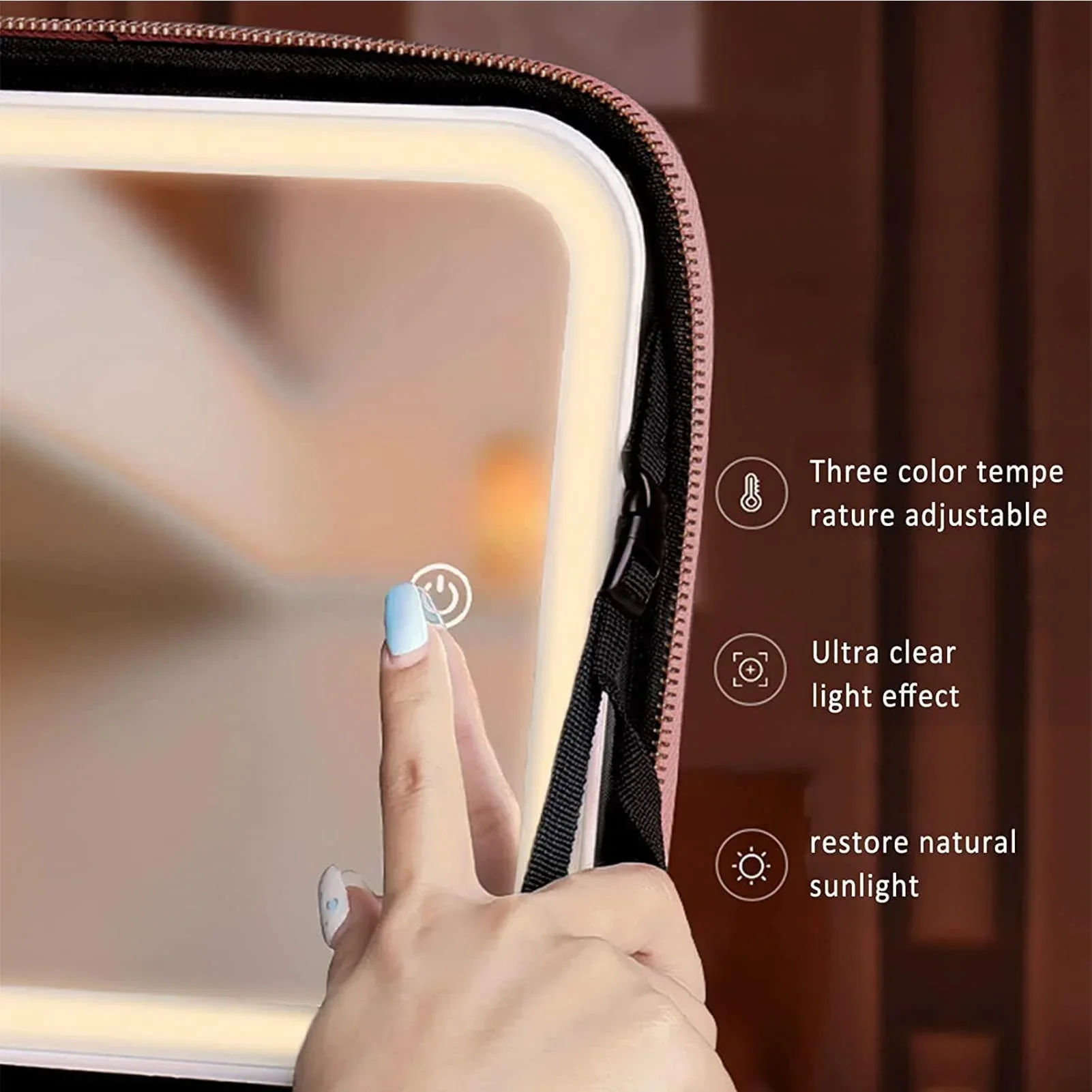Travel Cosmetic Case LED Mirror Makeup Bag - Image 4