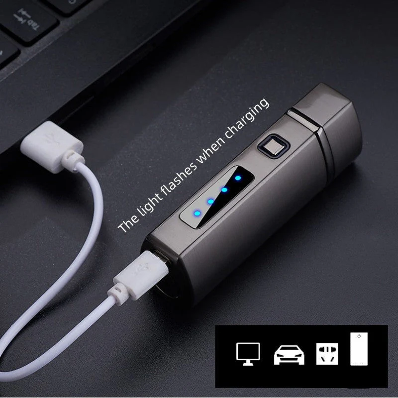 Triple Flame Windproof USB Charging Jet Lighter - Image 4