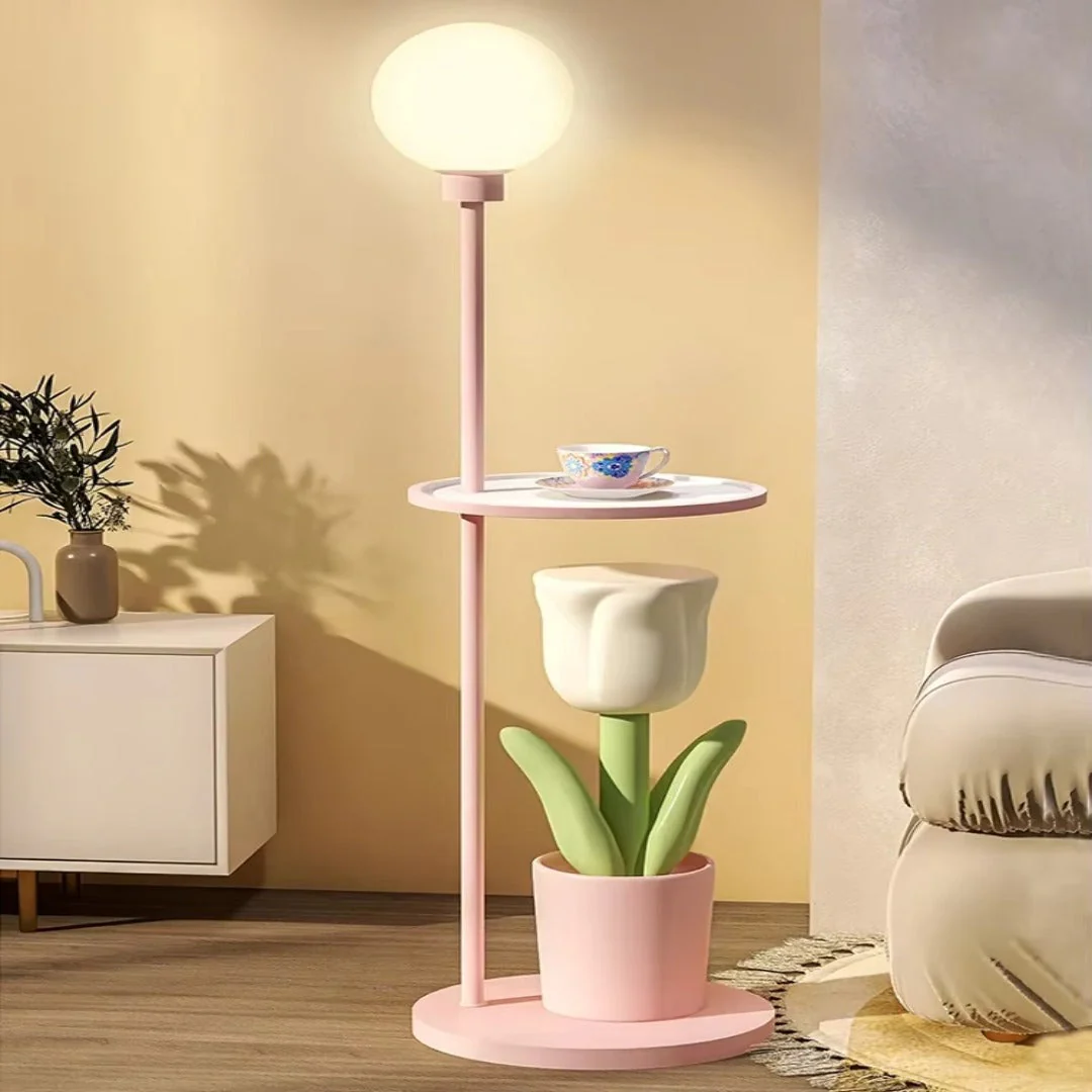 Tulip Blossom Flower Integrated Nightstand Floor Lamp