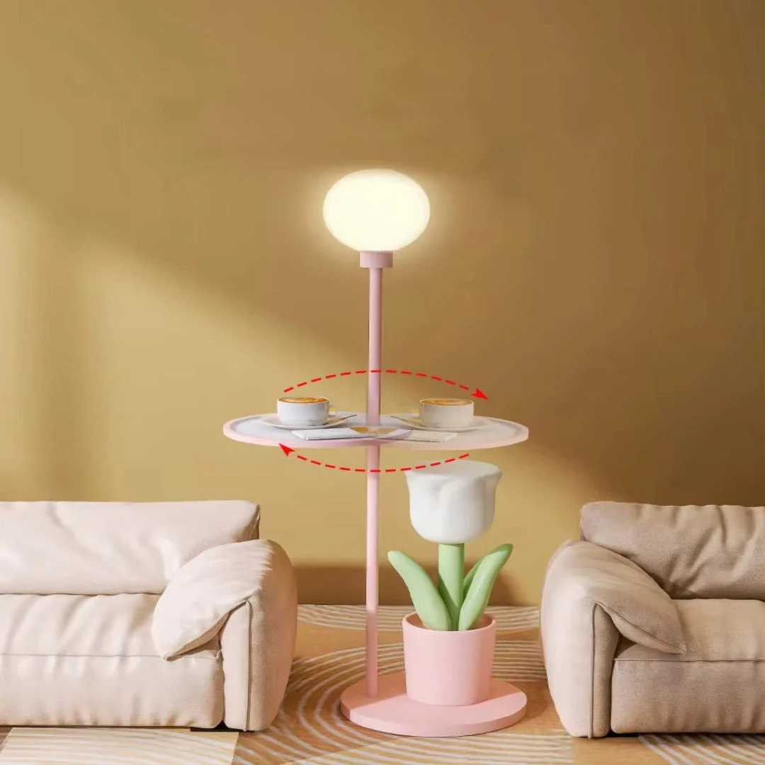 Tulip Blossom Flower Integrated Nightstand Floor Lamp - Image 2