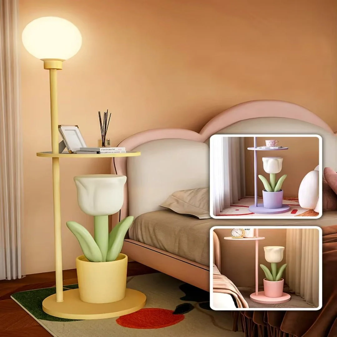 Tulip Blossom Flower Integrated Nightstand Floor Lamp - Image 3