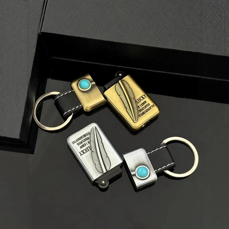 Turquoise Stone Vintage Metal Keychain Lighter - Image 3