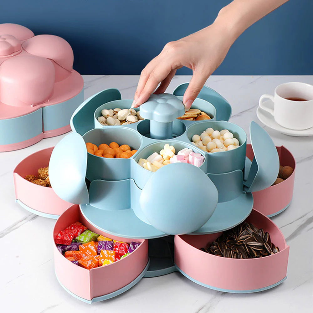 Two-Layer Rotating Flower Candy Snack Box - Image 7
