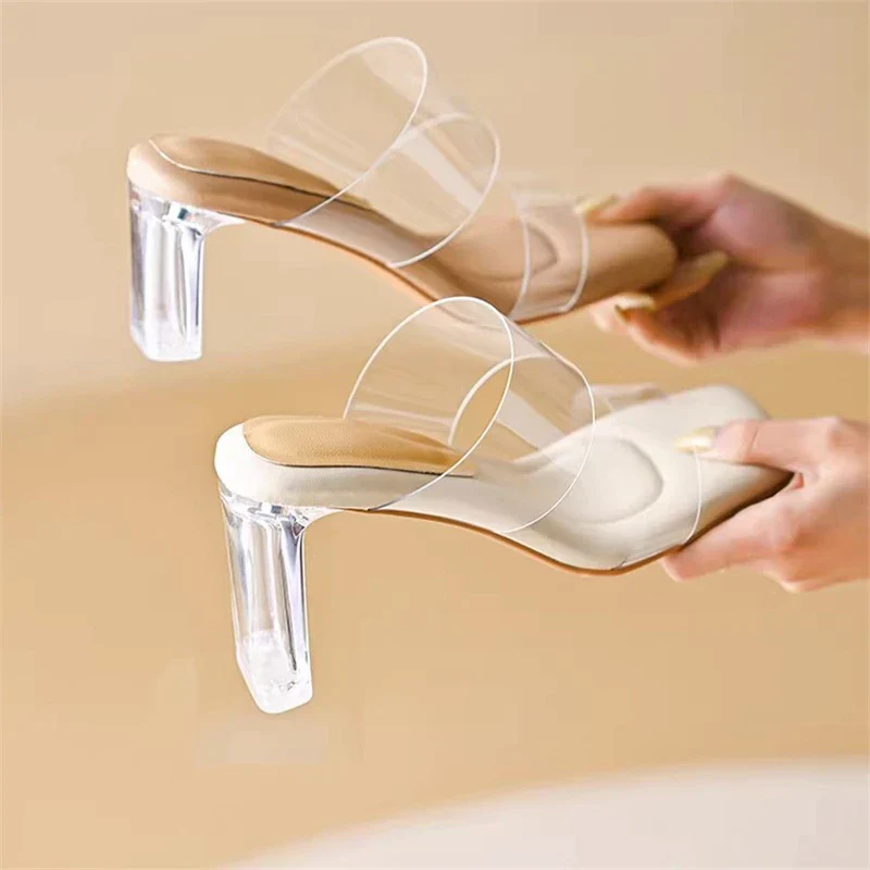 Ultra Soft Transparent Women High Heel Slippers - Image 6