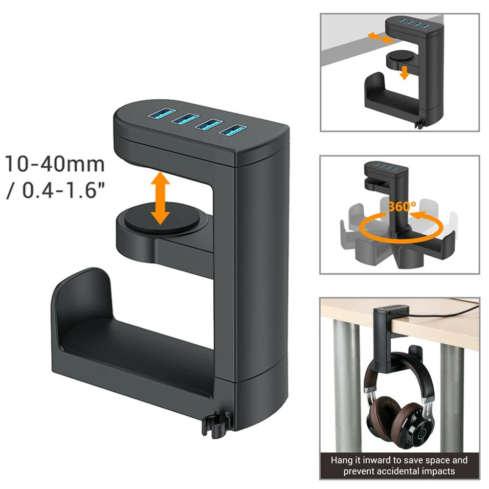 Under Desk USB Ports Headset Holder - Image 4